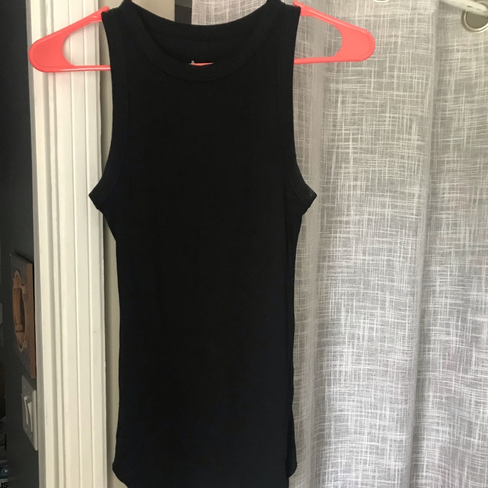 High neck black tank